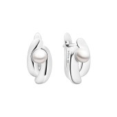 Cercei argint cu perle naturale albe si tortite DiAmanti SK25214EL_W-G